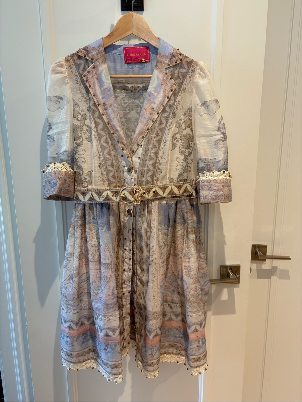 Gabriella Rocha Cream and Light Blue Ornate Girls' Dress